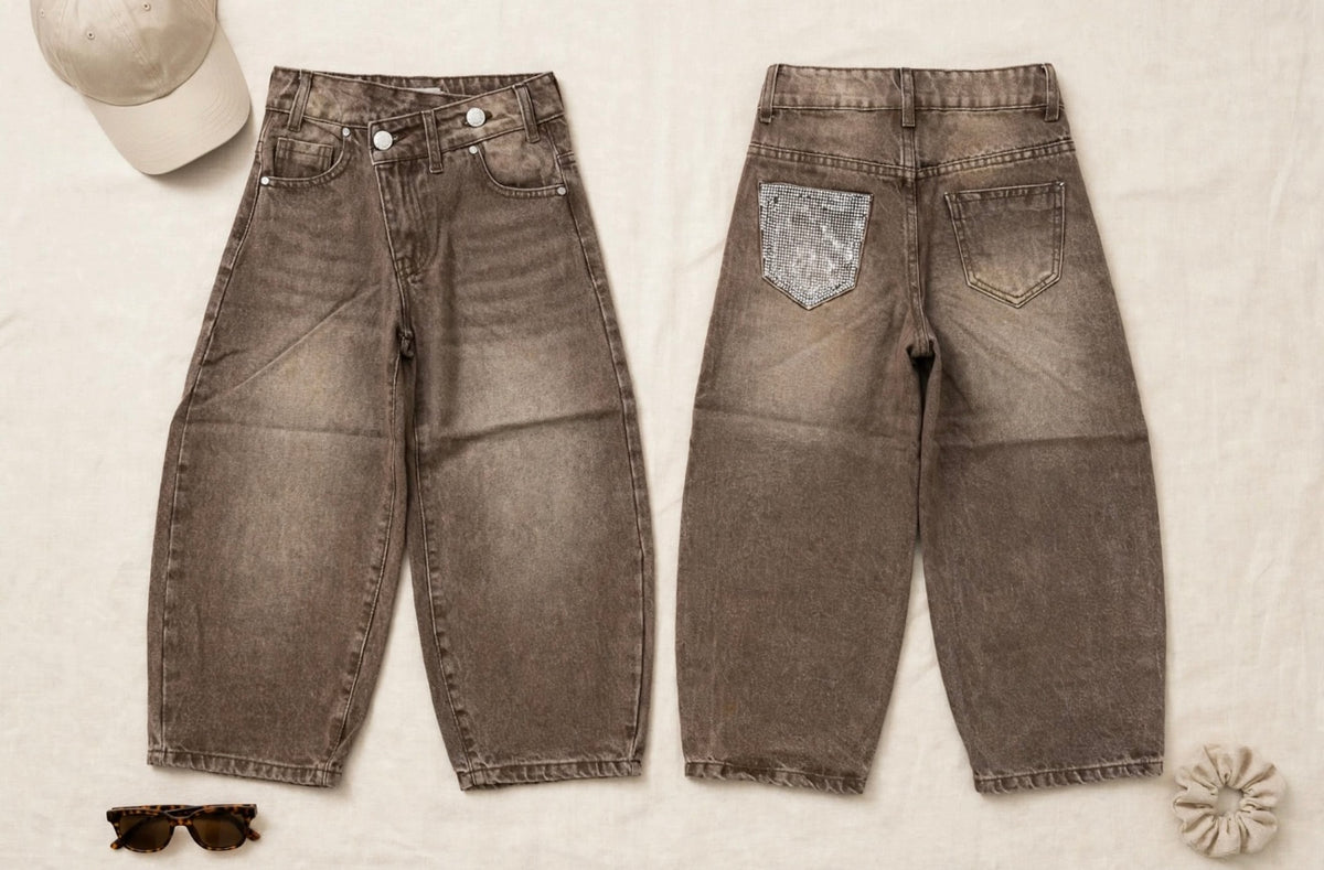 Jeans tasca brillantini M55